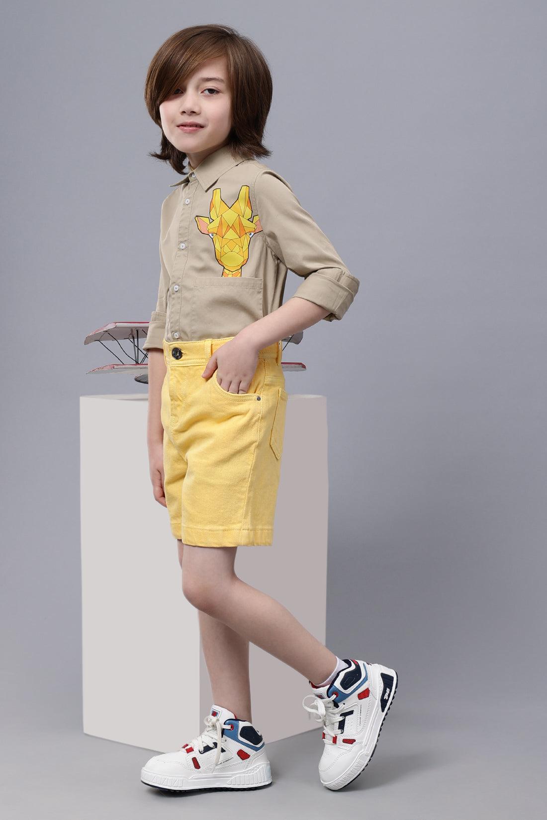One Friday Kids Boys Yellow Denim Shorts - One Friday World