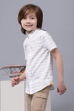 One Friday Kids Boys Off White Cotton Half Sleeves Shirt