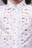 One Friday Kids Boys Fun Doodle Printed Cotton White Shirt - One Friday World