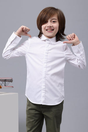 One Friday Kids Boys Full Sleeves Cotton Collared Shirt with Bow