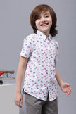 One Friday Kids Boys Mickey Printed White Cotton Shirt
