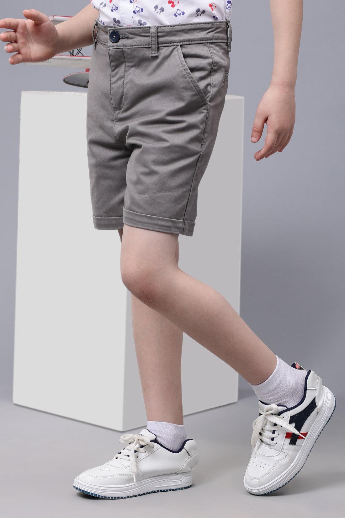 One Friday Kids Boys Grey Cotton Shorts