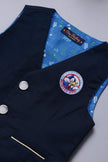 One Friday Infant Boys Navy Blue Cotton Waist Coat With Front Pockets