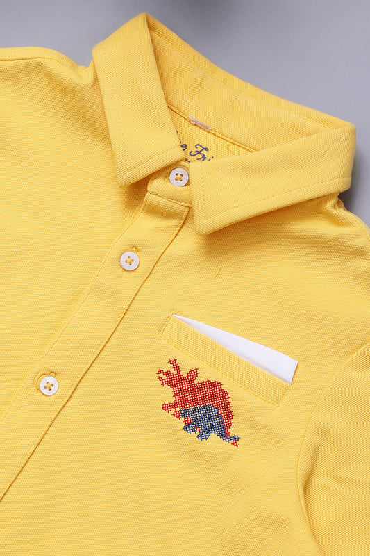 Baby Boys Yellow Cotton Half Sleeves Shirt