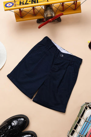 One Friday Infant Boys Navy Cotton Shorts With Contrast Piping - One Friday World