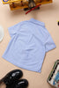 One Friday Infant Boys 100% Cotton Short Sleeve Blue Shirt With Front Pocket Embroidery