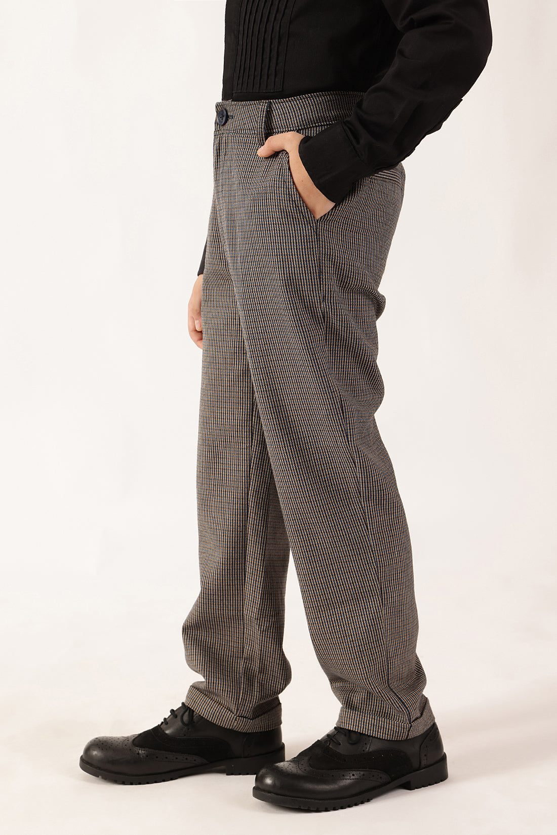 Boys Multi-Colored Solid Woven Trousers