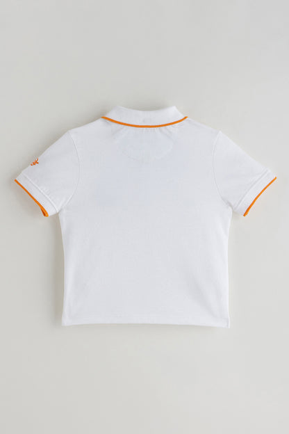 Baby Boys White Polo Neck Cotton T-Shirt