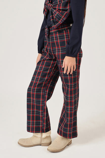 Girls Multicolour Checked Viscose Blend Trouser