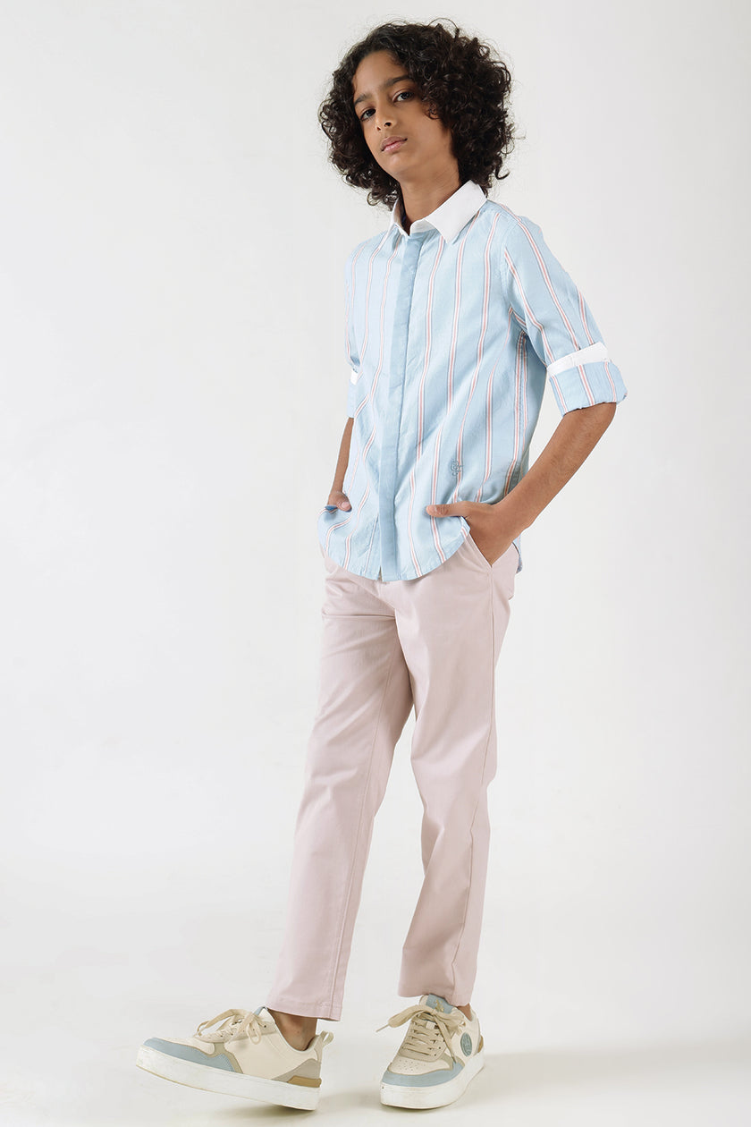 Boys Pink Regular Fitted Solid Trouser by One Friday