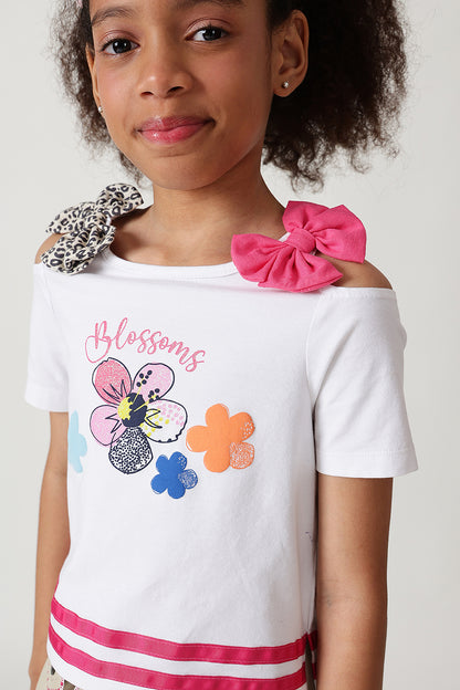 Girls White Regular Fit Sleeveless Solid Top by One Friday