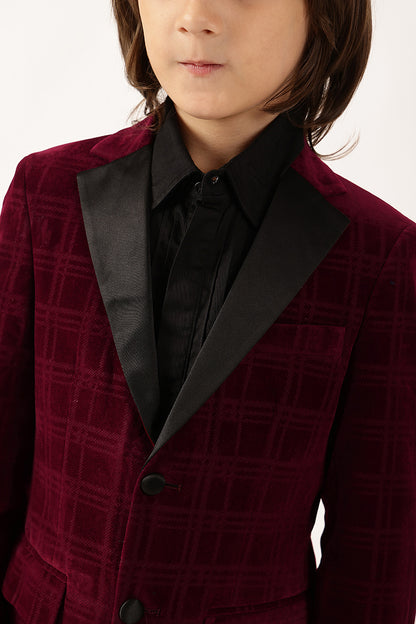 Boys Burgundy Check Blazer