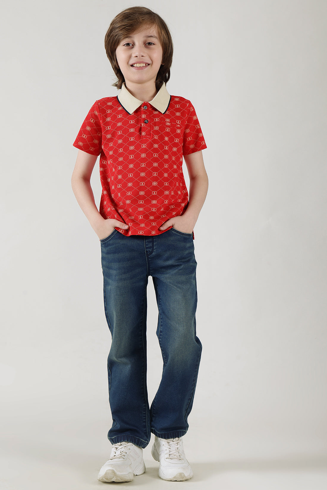 Boys Medium Blue Loose Fit Solid Cargo by One Friday