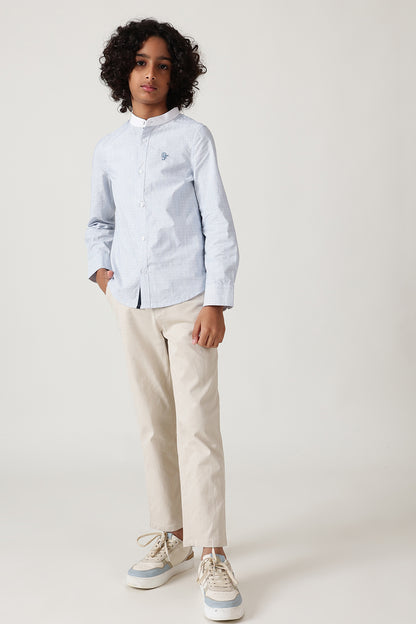 Boys Blue Regular Fit Full Sleeve Stripes Shirt by One Friday