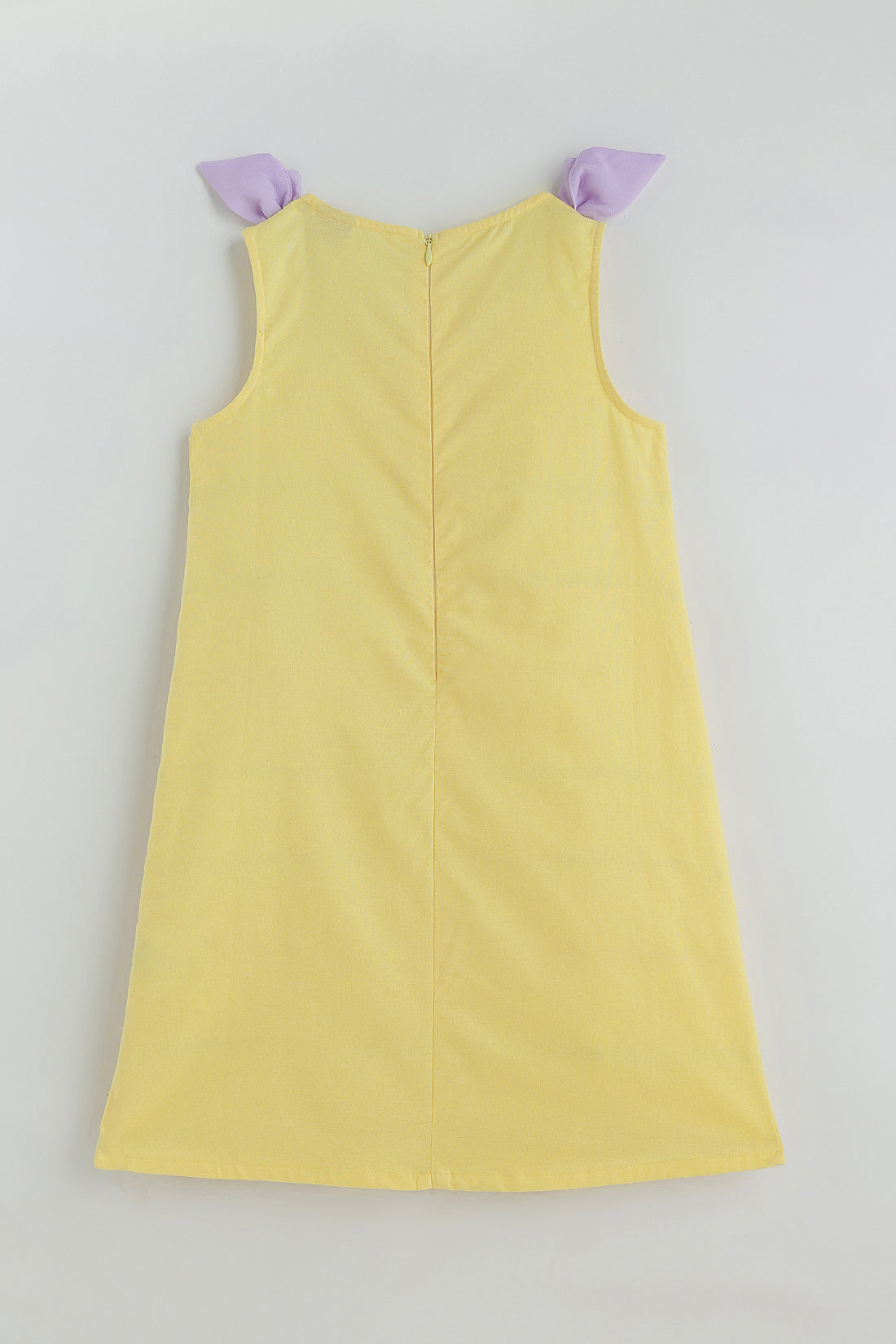 Girls Yellow A-Line Solid Dress By Sleeveless - One Friday