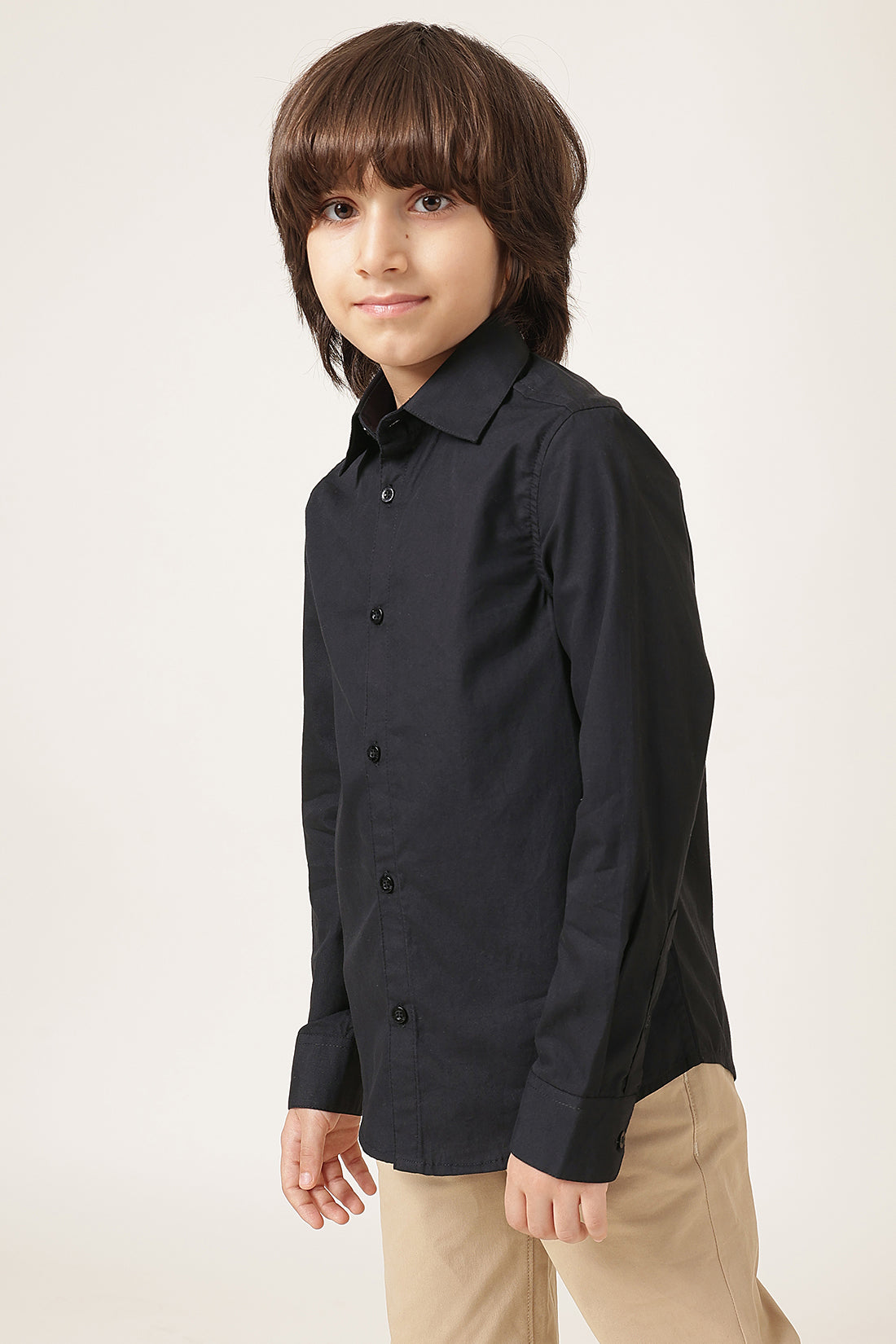 Boys Black Poplin Cotton Shirt