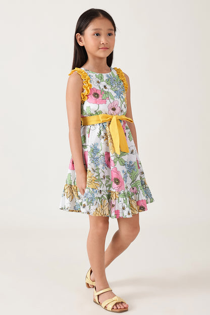 One Friday Girls Multi Flower Print Dress