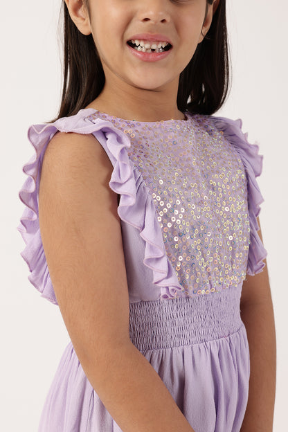 Girls Lilac Sequin Dress