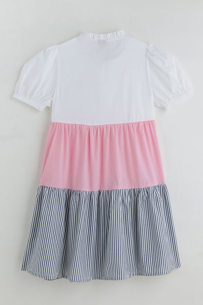 Girls Multi Color Short Sleeve Dress
