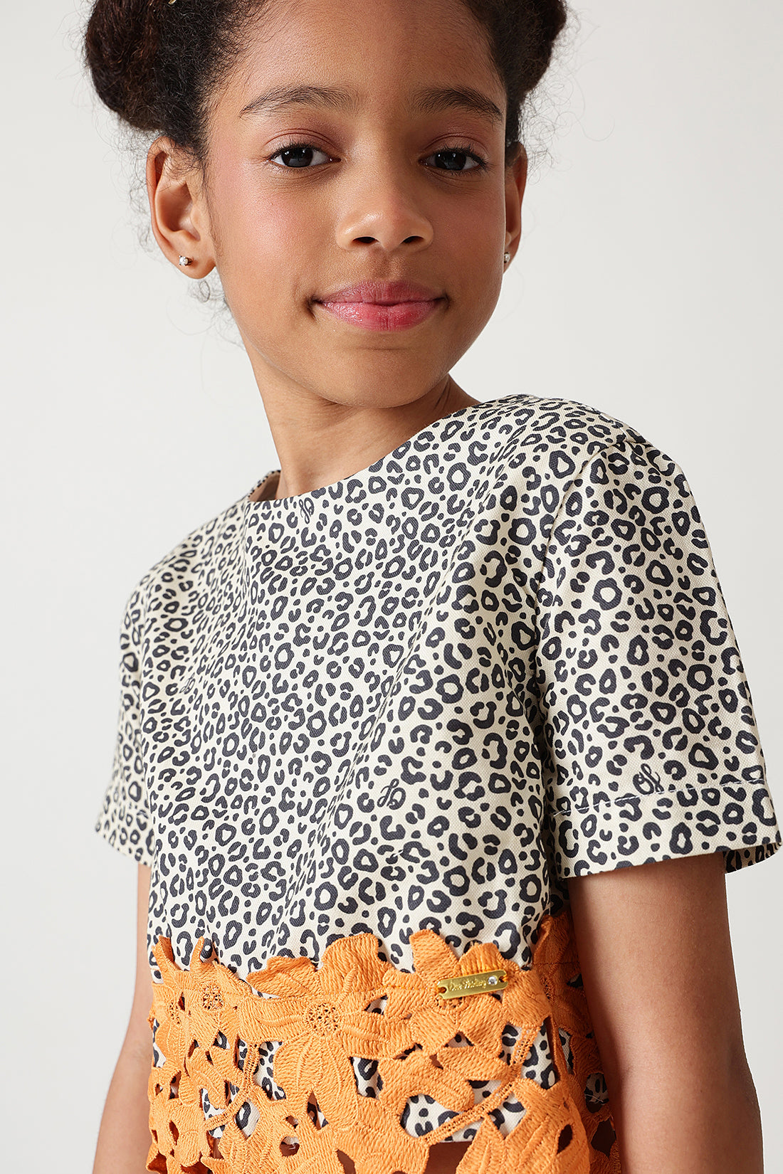 Girls Multi Color Color Regular Fit Short Sleeve Printed Tops By One Friday