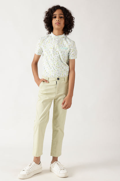 Boys Multi Color Loose Fit Half Sleeve Printed Shirt By One Friday