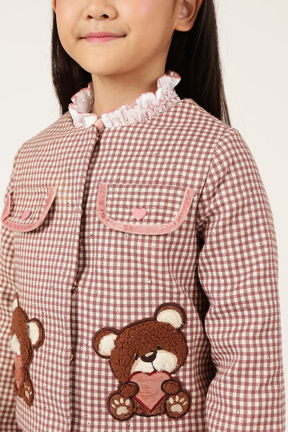 Girls Multicolour Checked Zip Jacket | One Friday