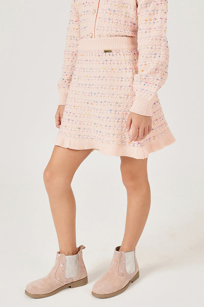 Girls Peach Acrylic Blend Winter Skirt
