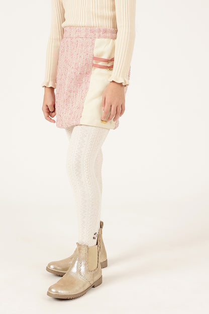 Girls Pink Check Woven Skirt