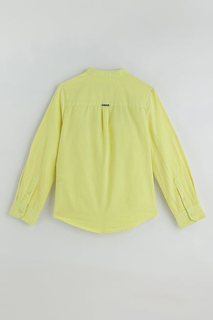 Boys Yellow Full Sleeve Solid Shirt by One Friday