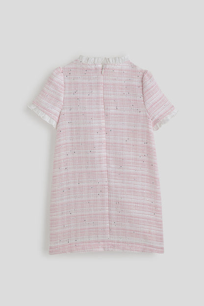 One Friday Girls Pink Boucle Dress