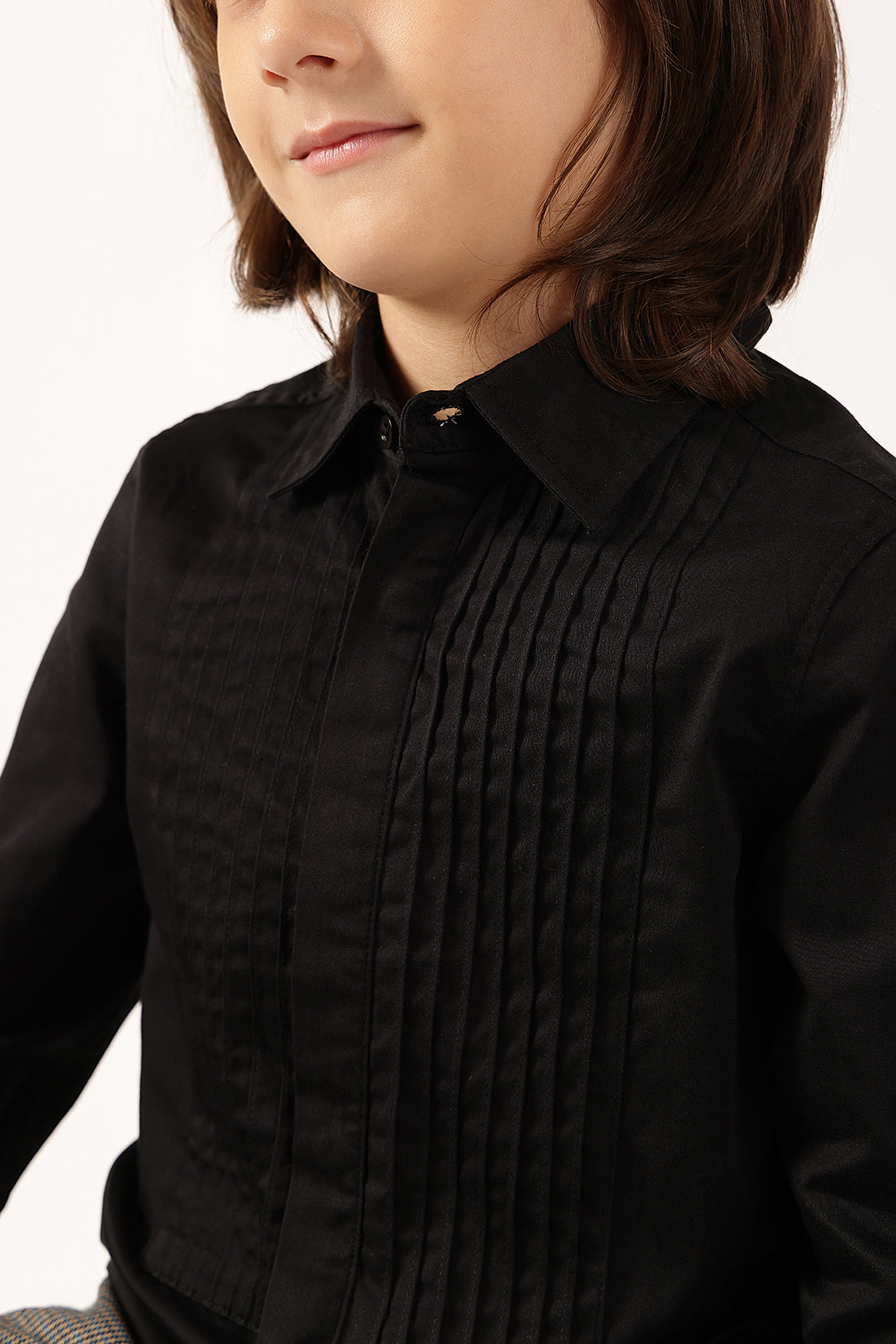 Boys Black Woven Full Sleeve Shirt