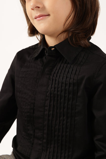 Boys Black Woven Full Sleeve Shirt