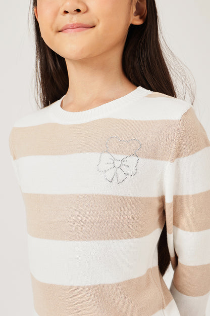 Girls Striped Cotton Knit Full Sleeve Dress