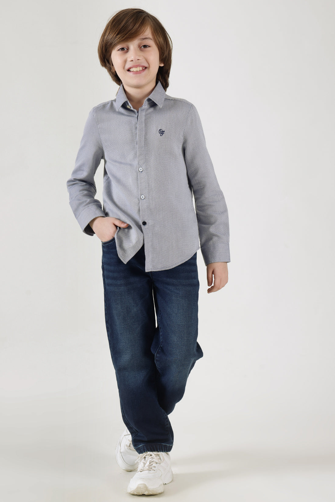 Boys Loose Fit 100% Cotton Solid Denim Cargo by One Friday
