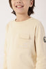 Boys Beige Solid Round Neck Cotton T-Shirt