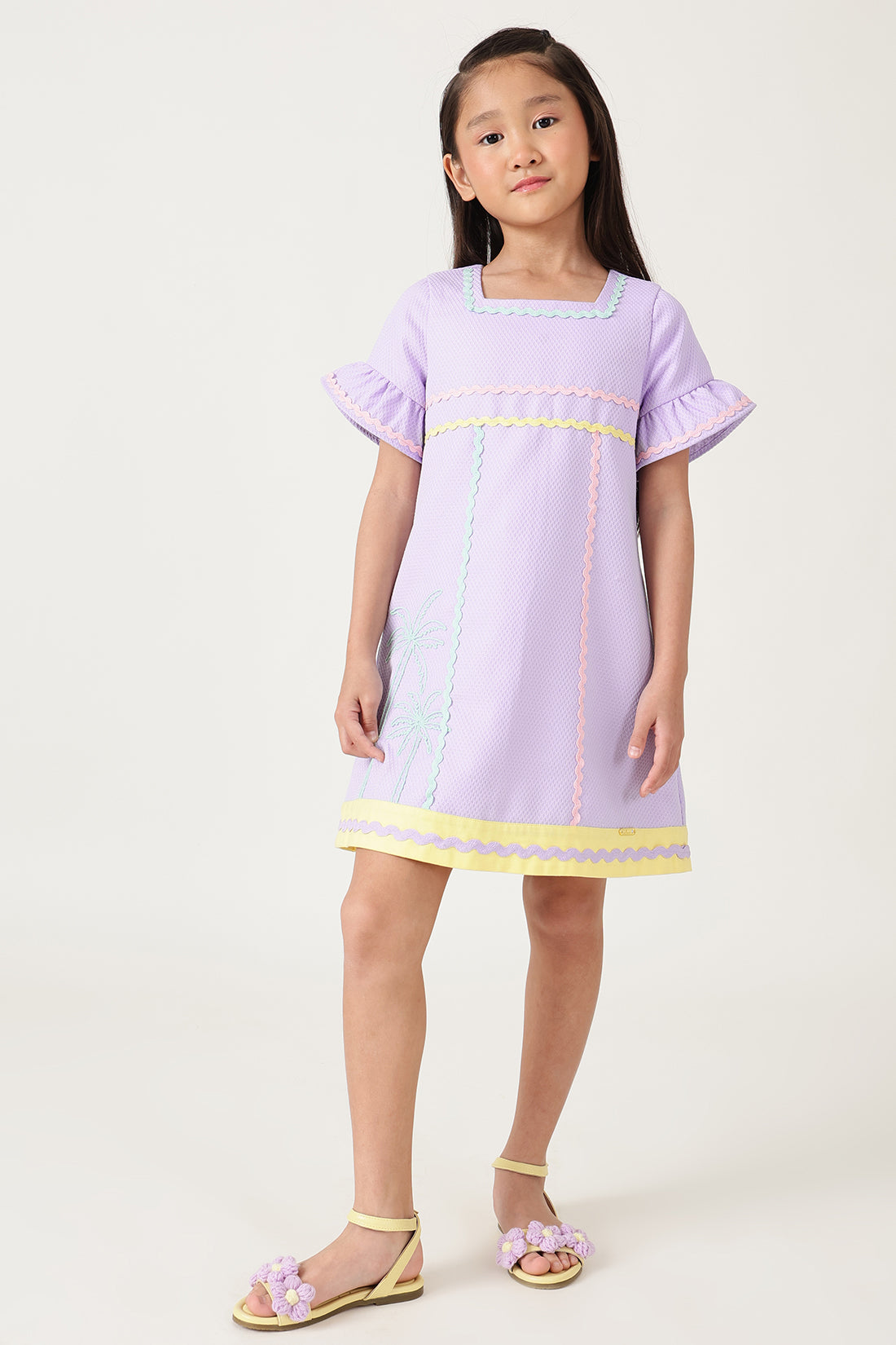 One Friday Girls Lilac Solid Dress