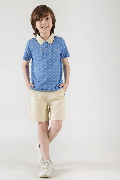 Boys Beige Regular Fit Solid Shorts by One Friday