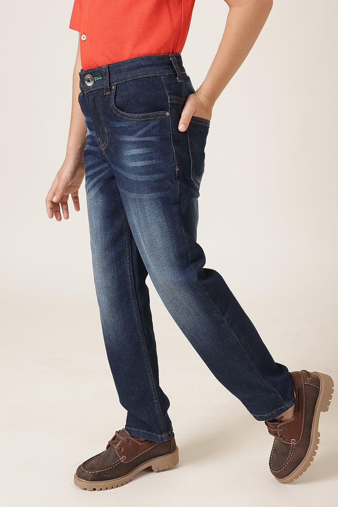 Boys Blue Denim Cotton Regular Fit Jeans