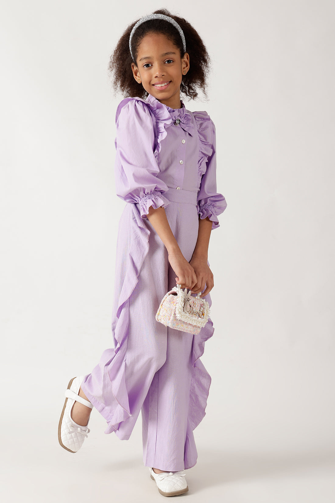 One Friday Girls Lilac Solid Trouser