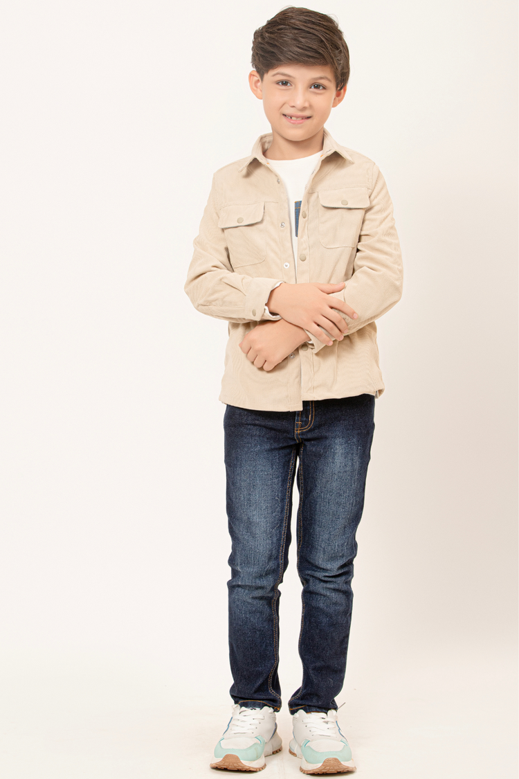 OneFriday Varsity Chic Sophisticated Beige Shirt for Boys