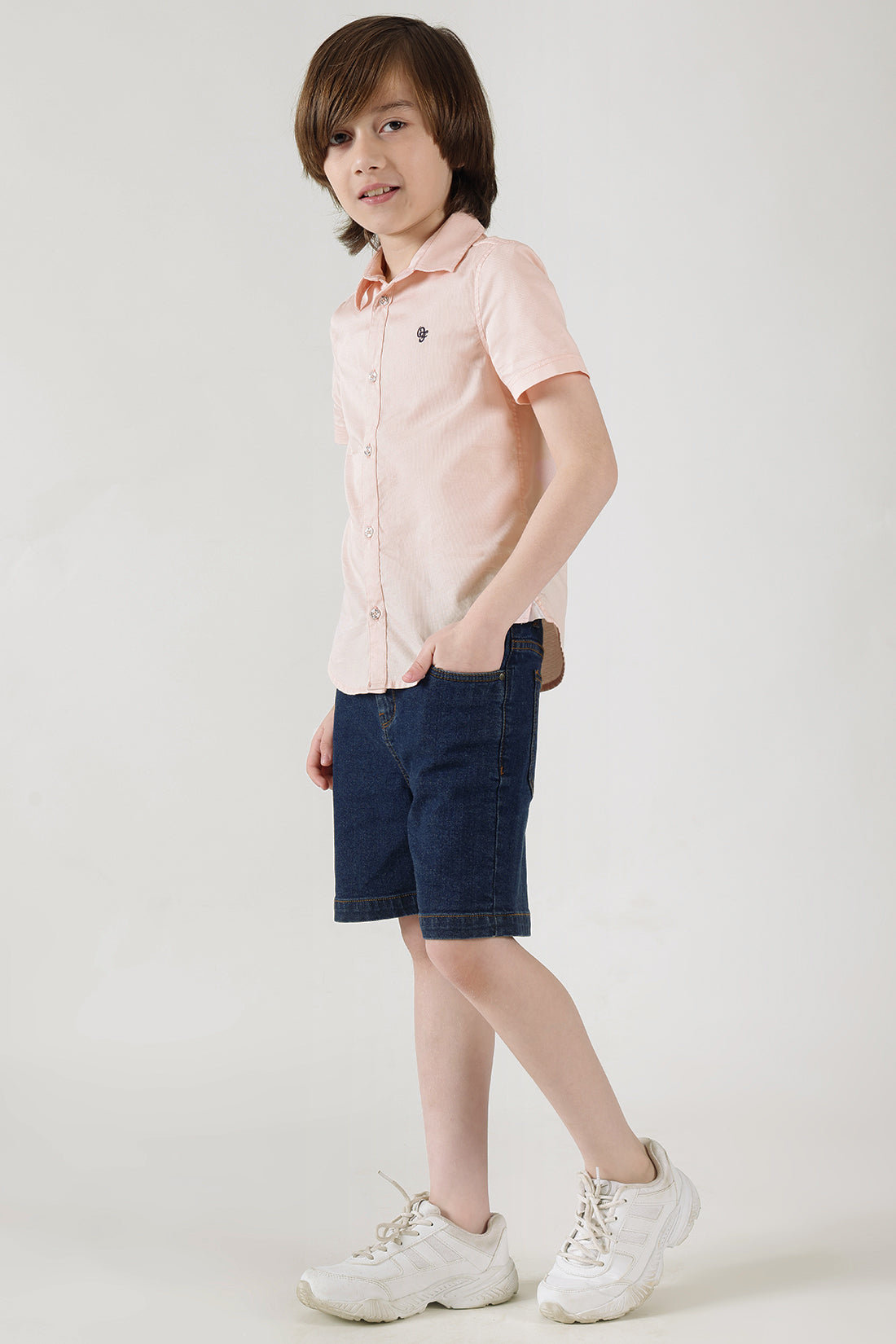 Boys Pink Regular Fitted Half Sleeve Textured T-Shirt by One Friday