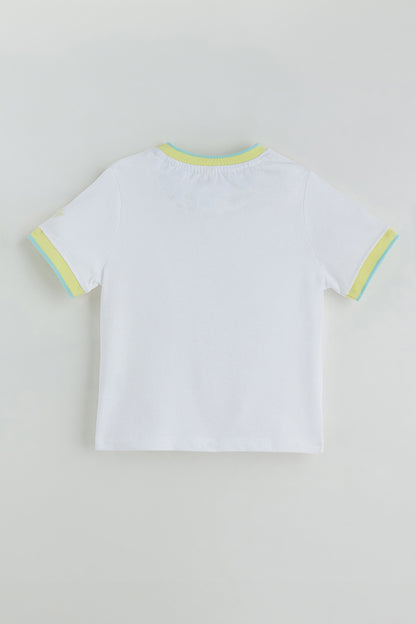 Boys White Regular Half Sleeve Solid T-Shirt