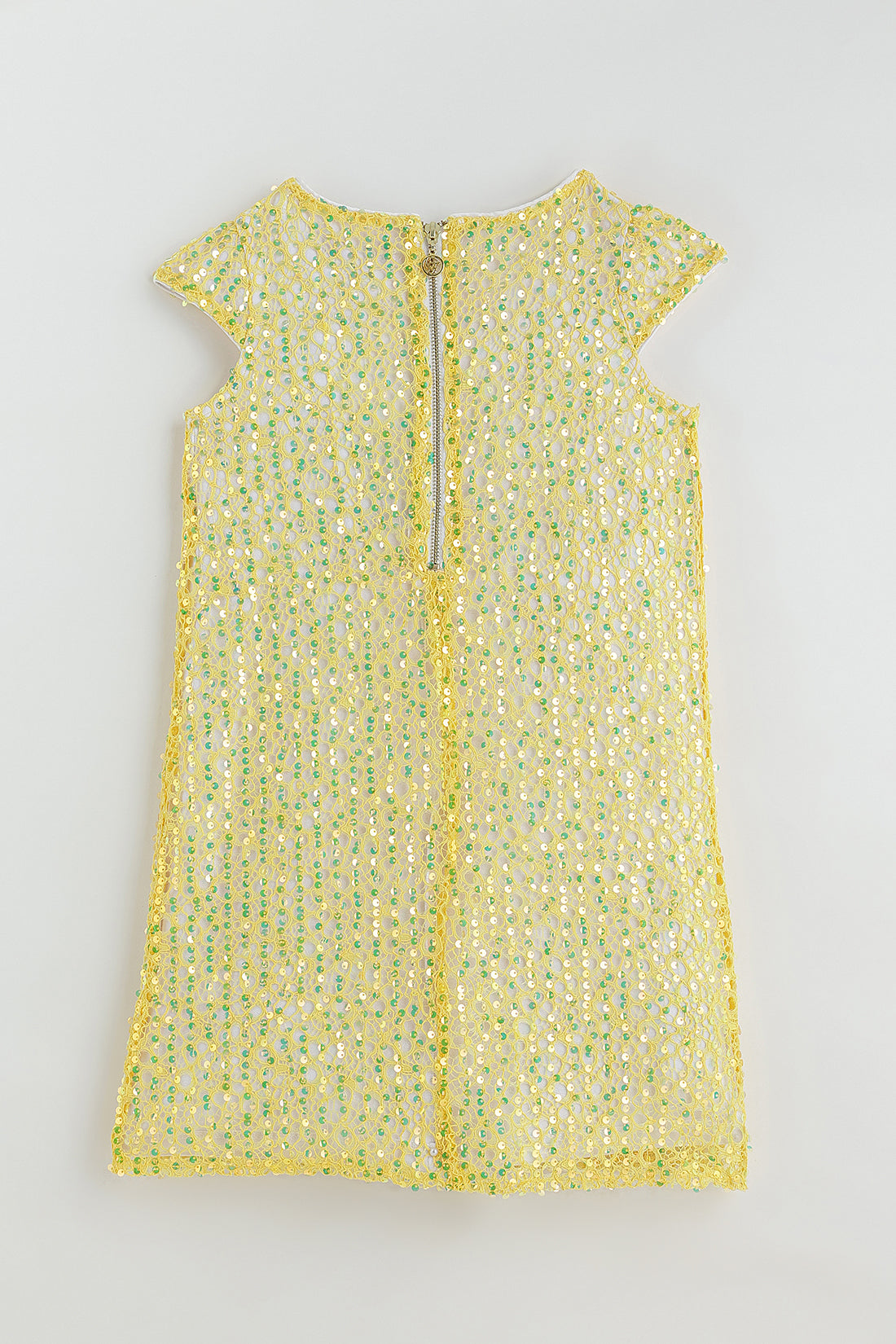 Girls Yellow A-Line Cap Sleeve Solid Dress By One Friday