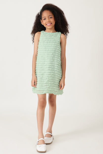 Girls Mint Frilled A-Line Dress By Sleeveless - One Friday