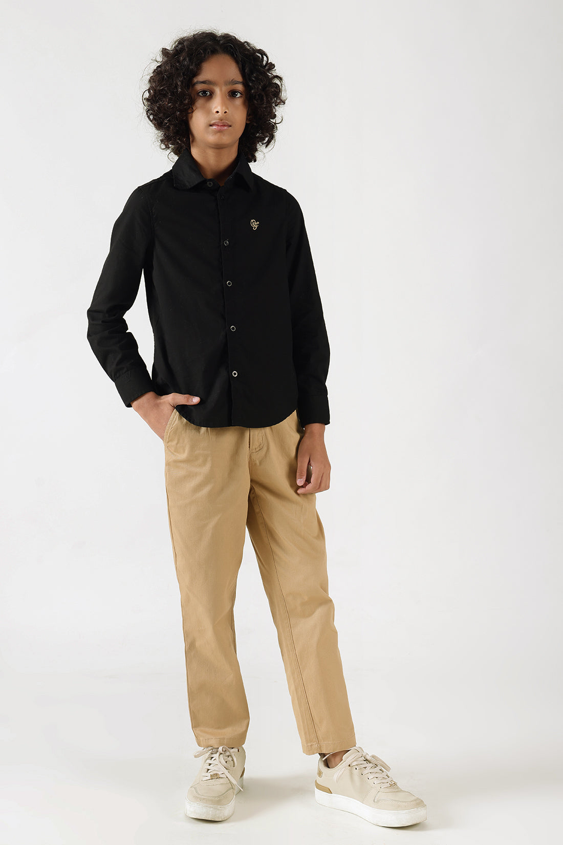 Boys Tobacco Loose Fit Solid Trouser by One Friday