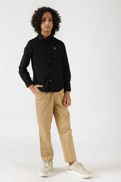Boys Tobacco Loose Fit Solid Trouser by One Friday