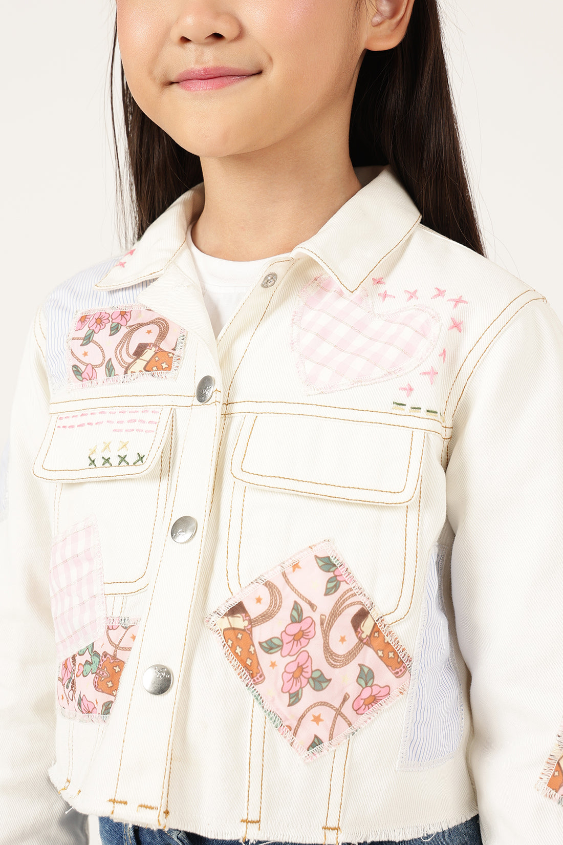 Girls Off White Abstract Drill Jacket
