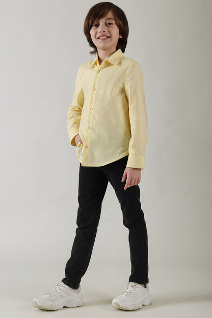 Boys Yellow Regular Full Sleeve Solid Shirt by One Friday