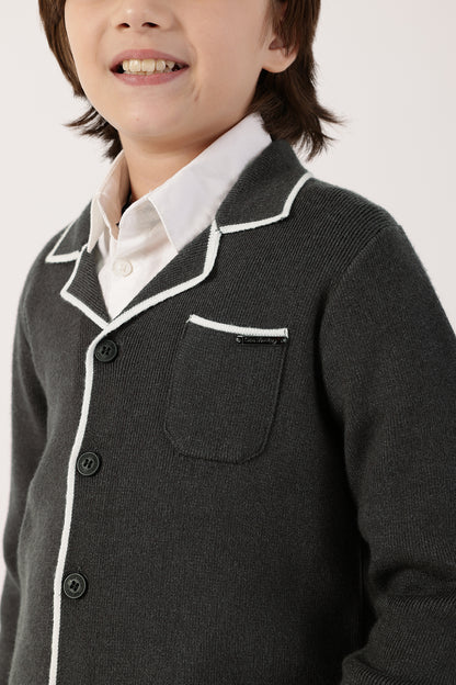 Boys Grey Knit Cardigan One Friday