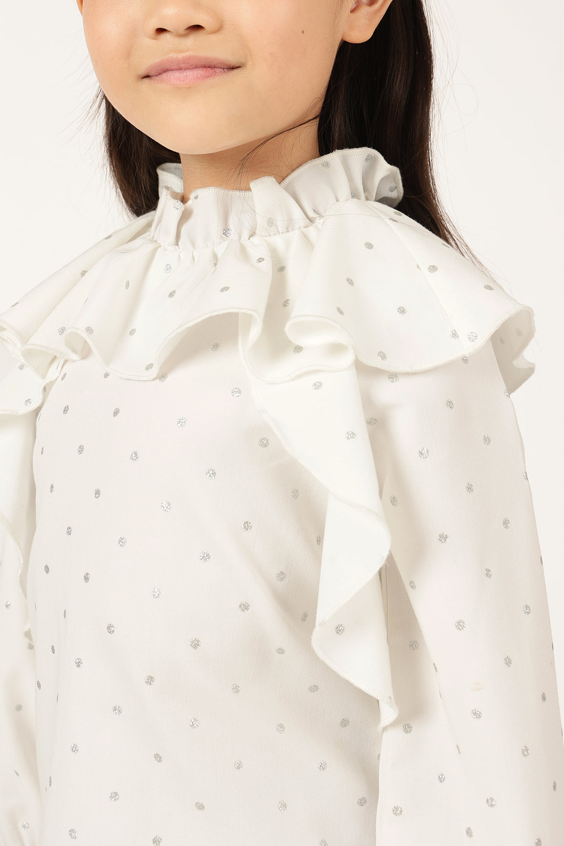 Girls' White Ruffled Top One Friday